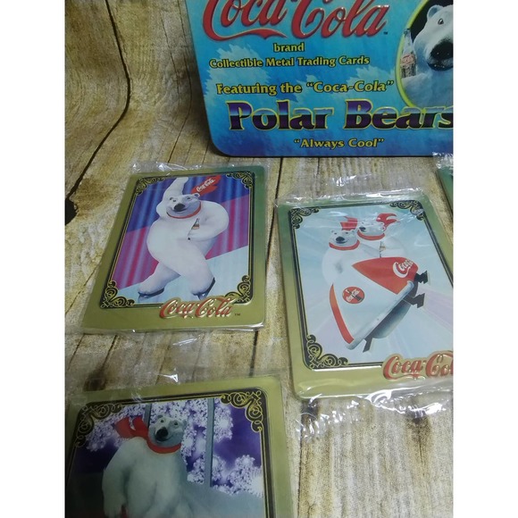 Vintage Coca-Cola Collectible Metal Trading Cards in Tin (lvb) - Picture 2 of 8